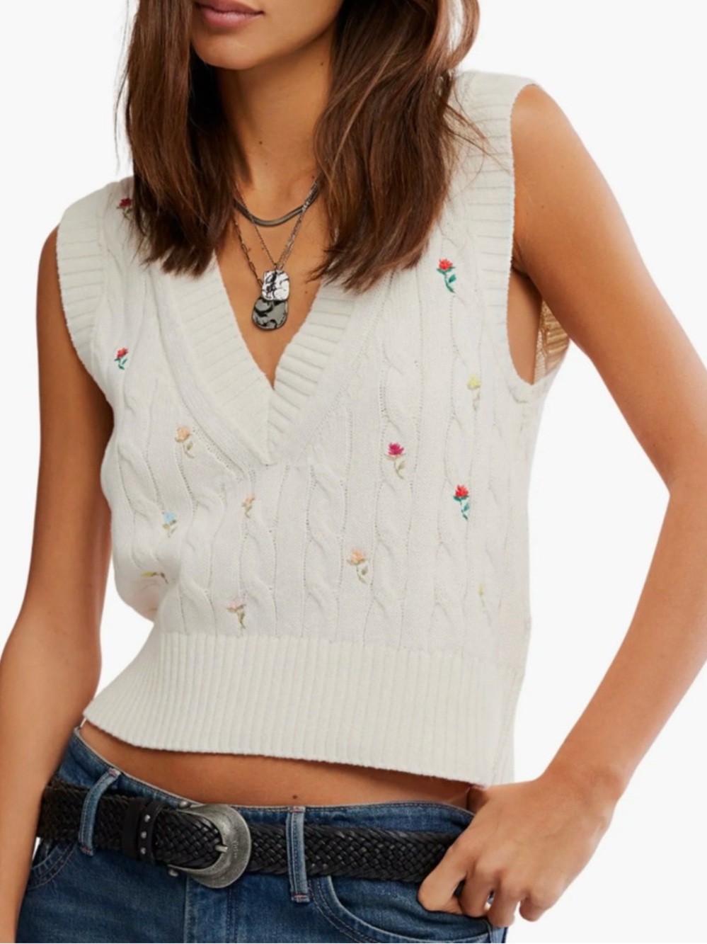 NWT Free People Floral Sweater Vest